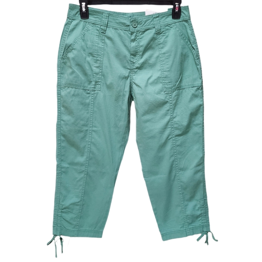 Style & Co Petite Mid-Rise Tie-Hem Capri Pants Straight Leg Kendal Green 12P 14P - Picture 5 of 13